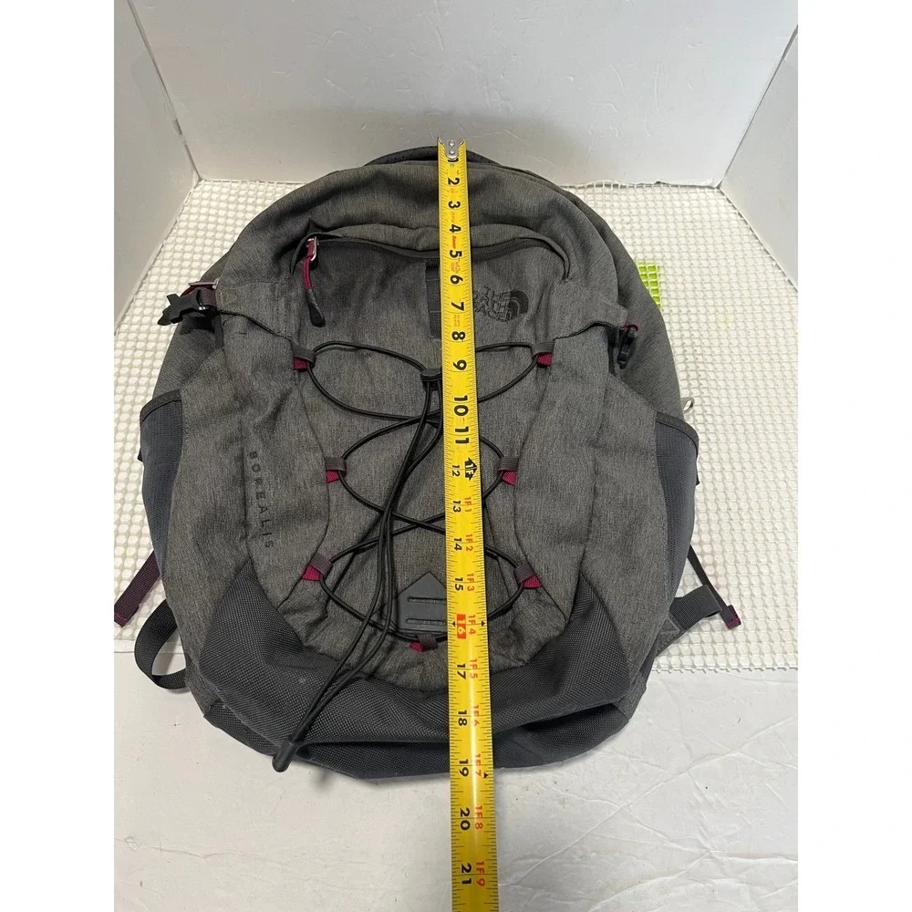 The North Face Borealis Backpack Heather Gray Magenta Trim Laptop Hiking Bag